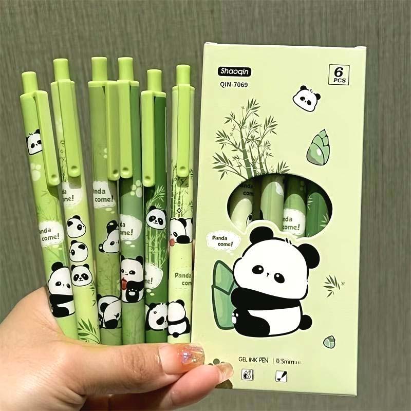 Cute Panda Pattern  Pen, 6 Counts Durable Lovely Smooth  Pen with Clip, Writing Pens, Office Stationery & Supplies for Home School Dormitory