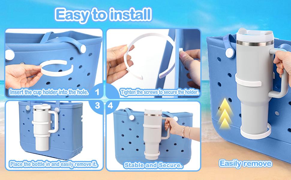 Cup Holder for Bogg Bag – Compatible with Stanley 30oz/40oz Tumblers, Adjustable Bogg Bag Accessories Insert, Drink Holder Compatible with Simply Southern & Simply Modern Tote Bags