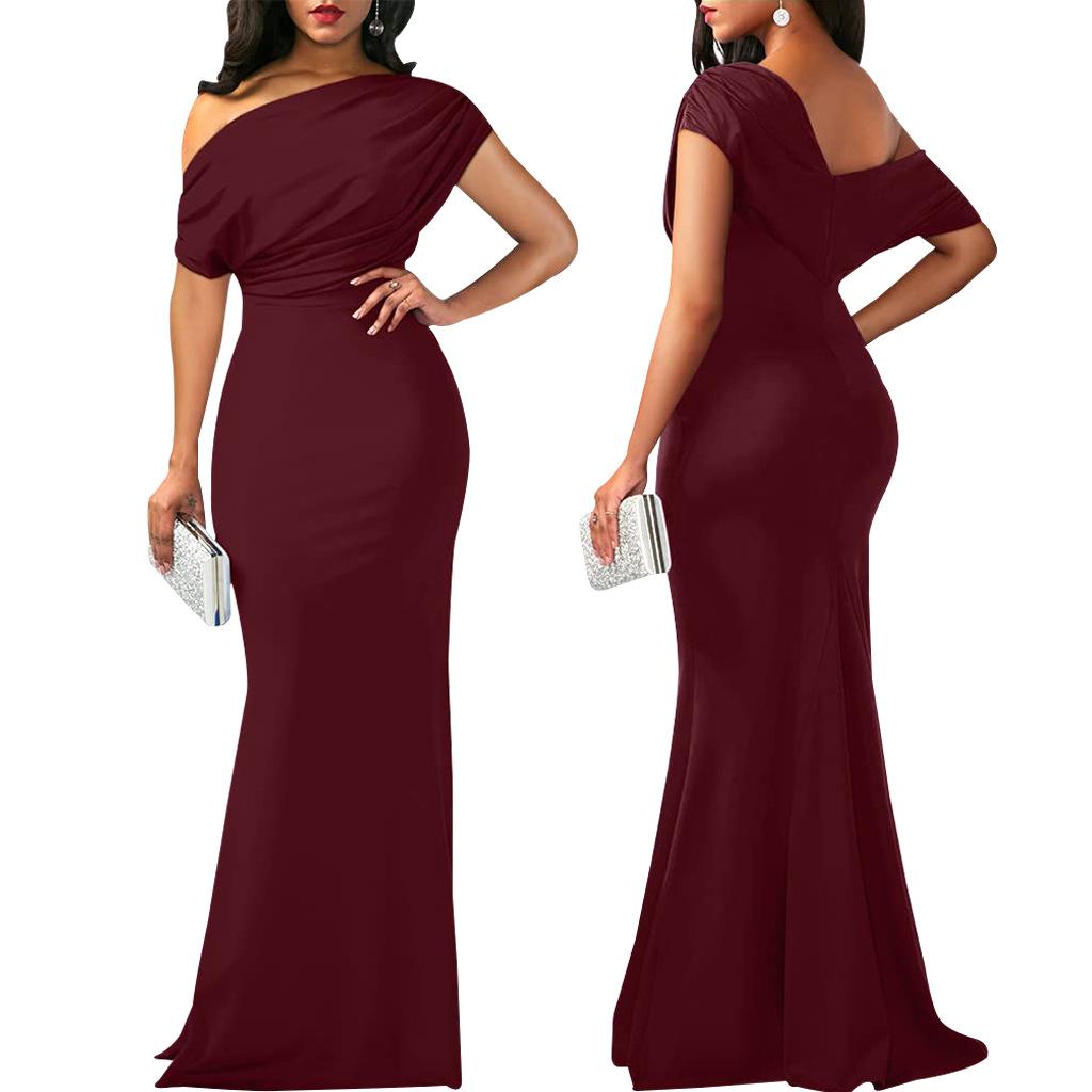2024 Spring Women Elegant Sleeveless Off Shoulder Bodycon Long Formal Party Dress