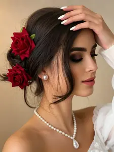 2 Rose Flower Decorative Hair Clips, Boho Style Accessories, Valentine's Day Claw Clips, School Supplies, Floral Hair Pins, Hair Claws Set, Super Cute Clips