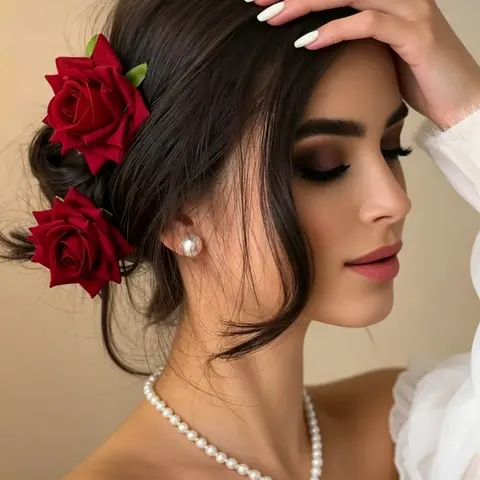 2 Rose Flower Decorative Hair Clips, Boho Style Accessories, Valentine's Day Claw Clips, School Supplies, Floral Hair Pins, Hair Claws Set, Super Cute Clips, Clips for Hair
