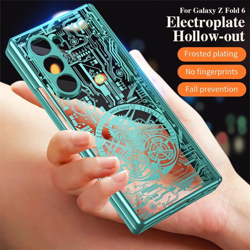 360° Full Protection Electroplated Hinge Protective Cover Compatible with Samsung Z Fold 7/6/5/4/3, Integrated Built-in Screen Protector