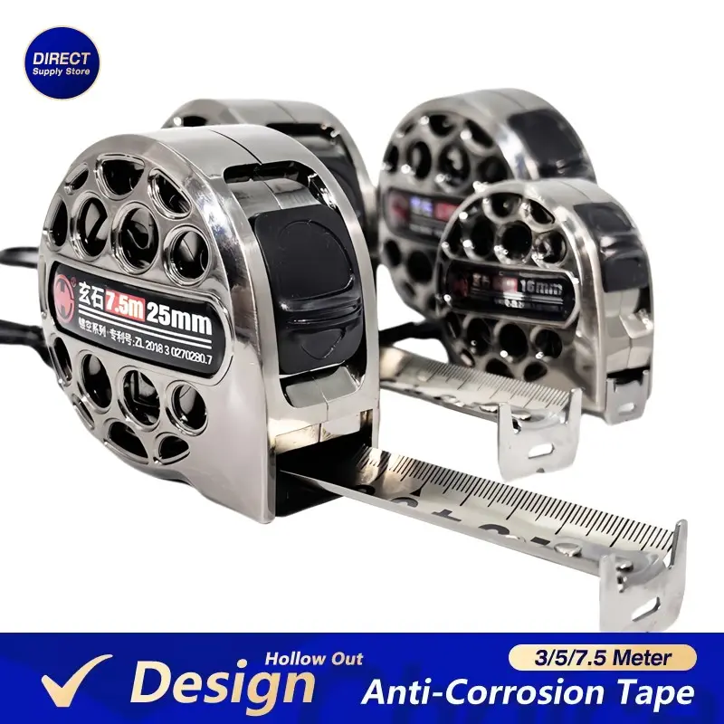 Durable Hollow Retractable Tape Measure, Waterproof & Corrosion-Resistant, 3/5/7.5m Sizes, Ideal for Woodworking, Home Measurement, Outdoor Construction
