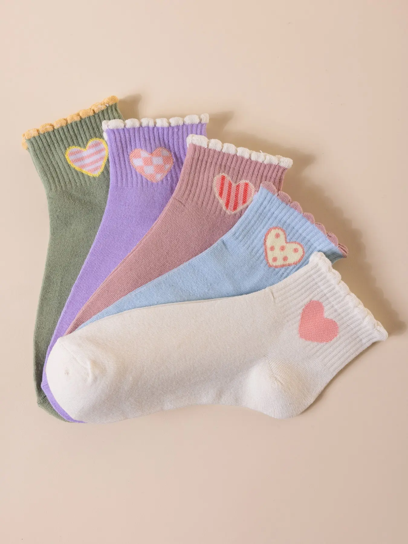 5 Pairs Women's Bubble Toe Heart Socks, Soft and Comfortable, Suitable for All Seasons, Perfect for Daily Wear