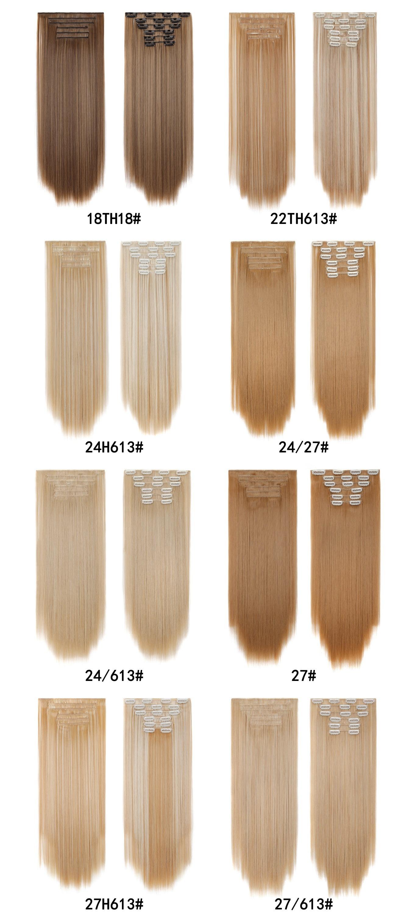 24 Inch Clip-in Hair Extensions 6pcs Long Straight Natural Look Synthetic for Women Soft Lightweight Comfortable Wear Everyday Use Youthful Style Extension Set half wig ponytails real human Short Dreadlock Curly Afro with Bangs Ice Sliky Fiber Headband az