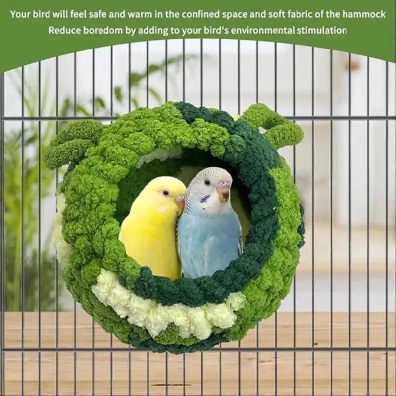 Coral Fleece Parrot Nest - Universal Size Washable Hanging Cave with Stable Buckle, Aesthetic Design Cage Hut for Small Parrots, Blocks Drafts & Encourages Rest