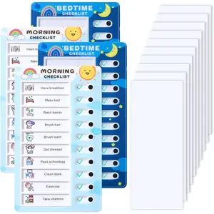4Pack Upgraded Sliding Chore Chart for Kids, Visual Daily Routine Schedule for Morning Bedtime, ADHD Checklist Chore Board Tools for Kids