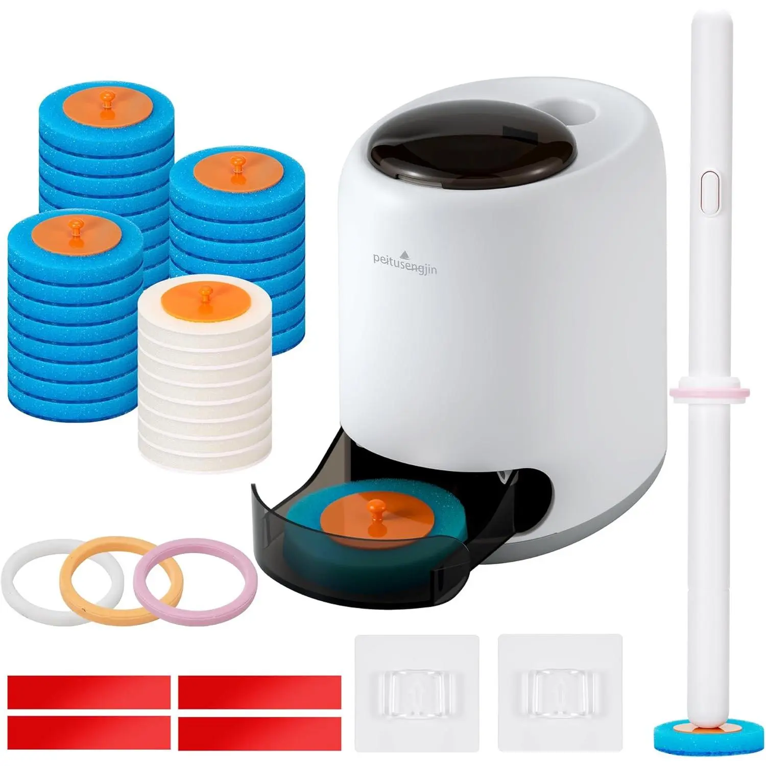 Disposable Toilet Brush,with 24 Refill Heads and Holder,Clean Brush Starter Kit,with 1 Toilet Wand, 1StorageCaddy and,3Fragrant Tablet, Toilet Wand Kit,Deep Cleaning Bathroom.