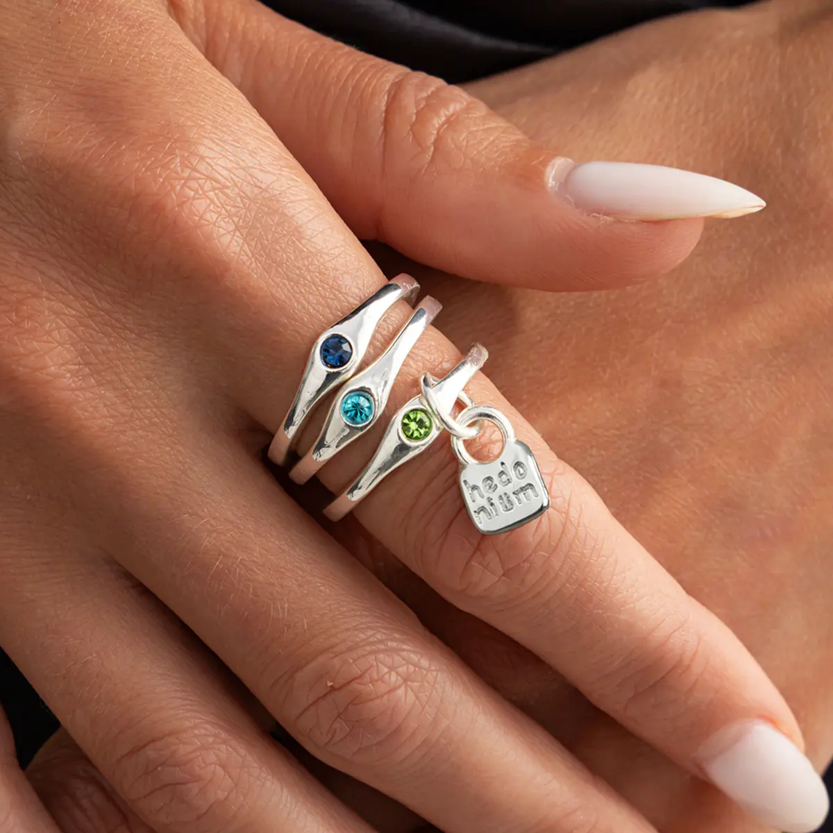 Y2K Viral Multi Gemstone Ring Main Character Energy Baddie Aesthetic Lock Charm Statement Jewelry