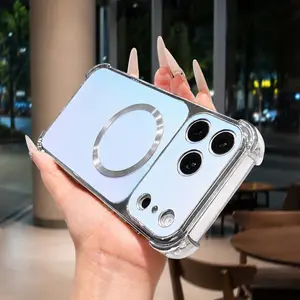 Shockproof Case for iPhone 17 Pro Max 16 15 14 13 12 11 Full Lens Protection  Compatible with Magsafe,Holographic Laser Gradient Design,Electroplating Corner Cushion Military Grade Drop Protection Shockproof Cover