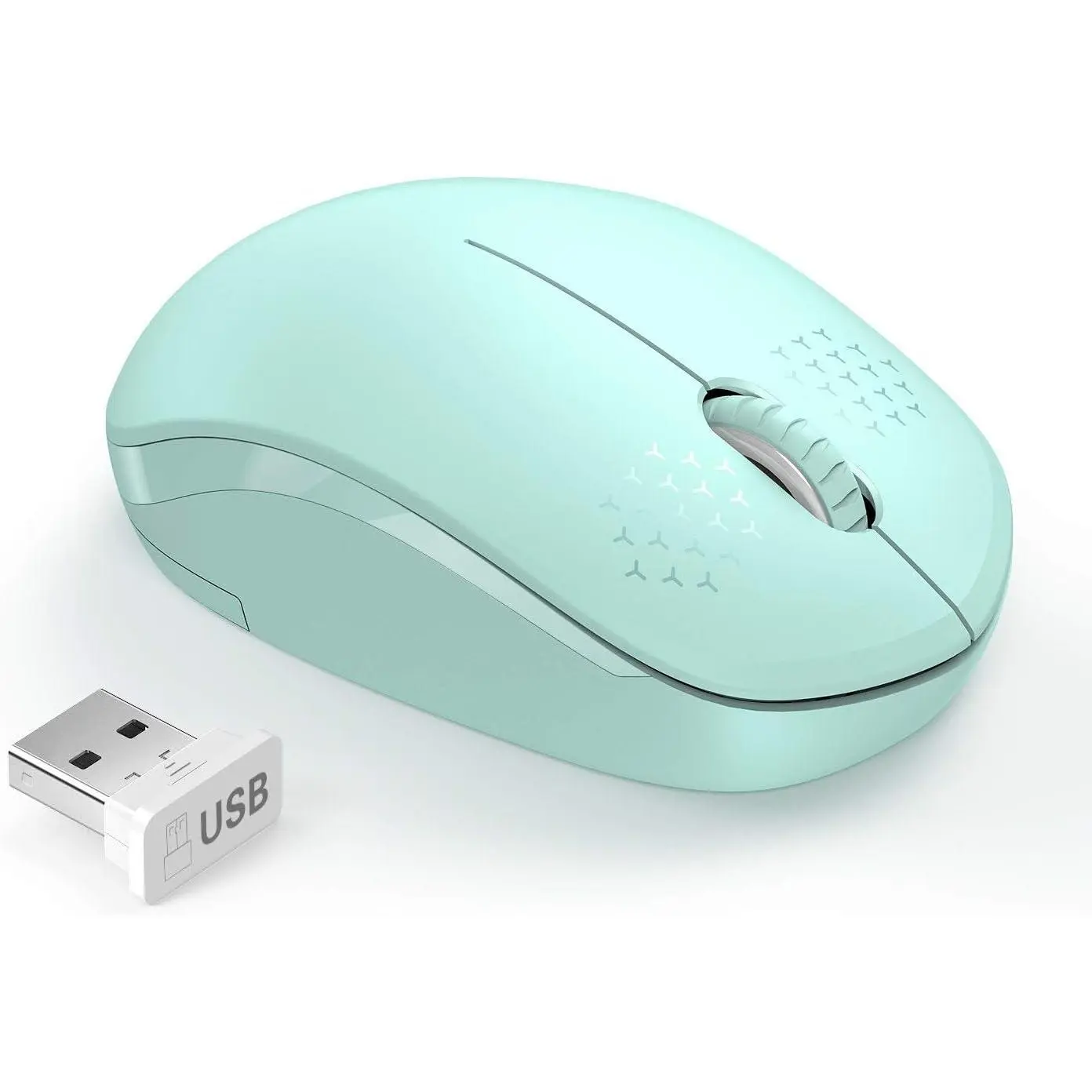 Wireless Mouse for Laptop, 2.4G Noiseless Mouse with USB Receiver - Optical Tracking Portable Computer Mice for Chromebook, PC, Tablet, Windows System, 24 Months Battery Life - Mint Green