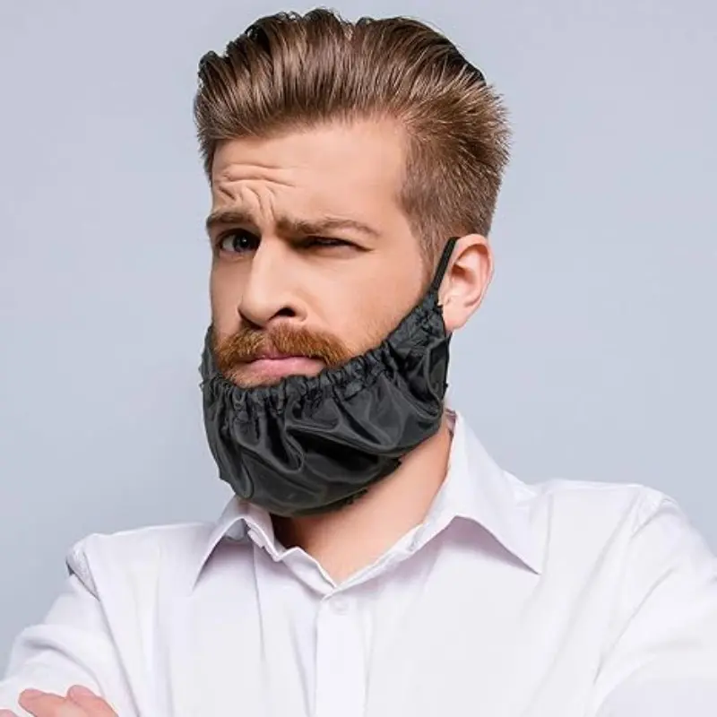 Men's Long Beard Protection Cover, 2-Piece Adjustable Polyester Beard Apron, Reusable Dustproof for Cooking, Kitchen, Beauty, Salon