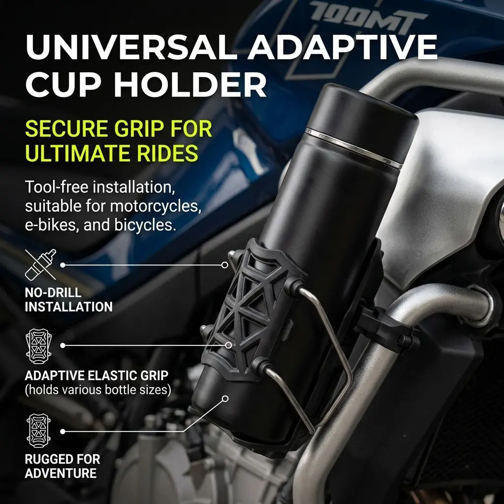 Universal Rotating Water Cup Holder for Bicycles, Electric Scooters, Motorcycles, No Drilling Required, Adjustable Bike Mount Bike Motorcycle Accessories