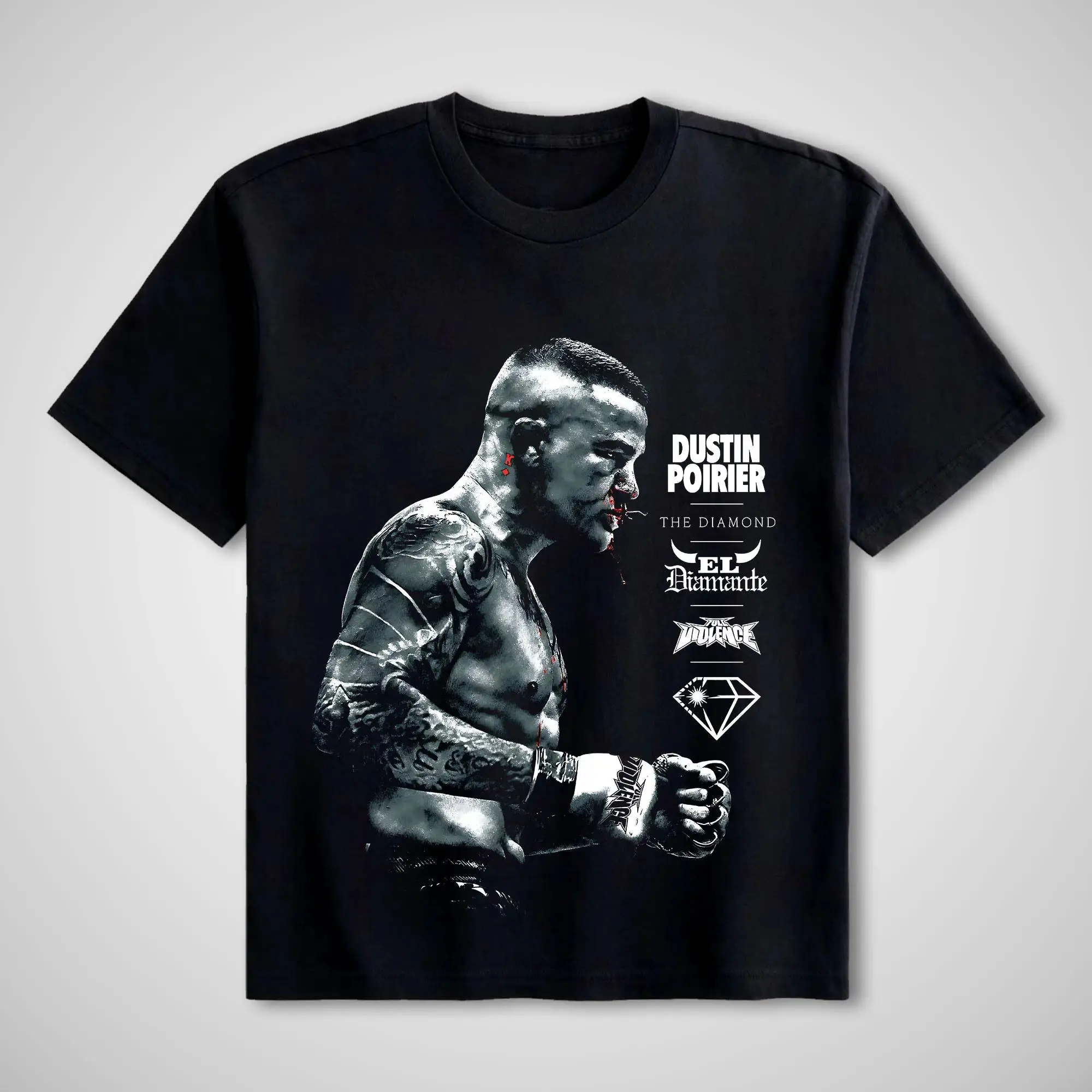UFC Dustin "The Diamond" Poirier Graphic Tee, Unisex Soft 100% Cotton Round Neck Fitted Cut Short Sleeve Casual Streetwear Tops, All-Season Athletic Gym Apparel For MMA Fans | graphic tees | tiktok shop deals