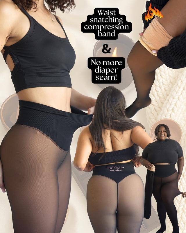 Women's Plus Size Seamless High Waist Compression Tights Sheer Shaping Pantyhose for All Body Types