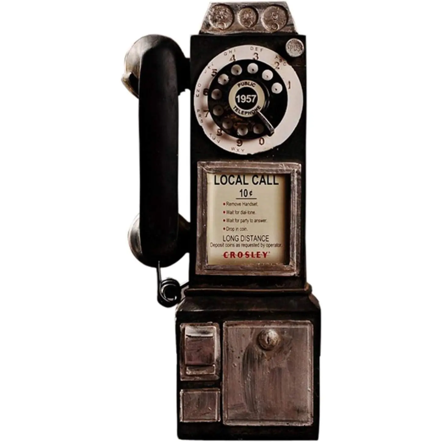 Vintage Rotary Pay Phone Wall Decor - Retro 1950s Coin Operated Telephone Ornament, Handmade Resin Antique Public Phone Replica, Wall Mounted Nostalgic Home Bar Cafe Office Decoration