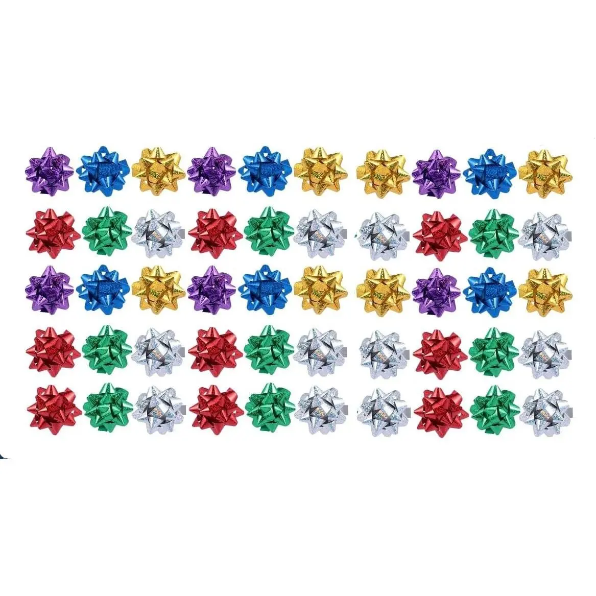 50 count Colorful 1 Inch  Bows Mini Christmas Bows Metallic  Bows Party Gifts Wrapping Bows Adhesive Holiday Presents Bows for Valentine's Day, Wrapping Supplies, Wrap Bows
