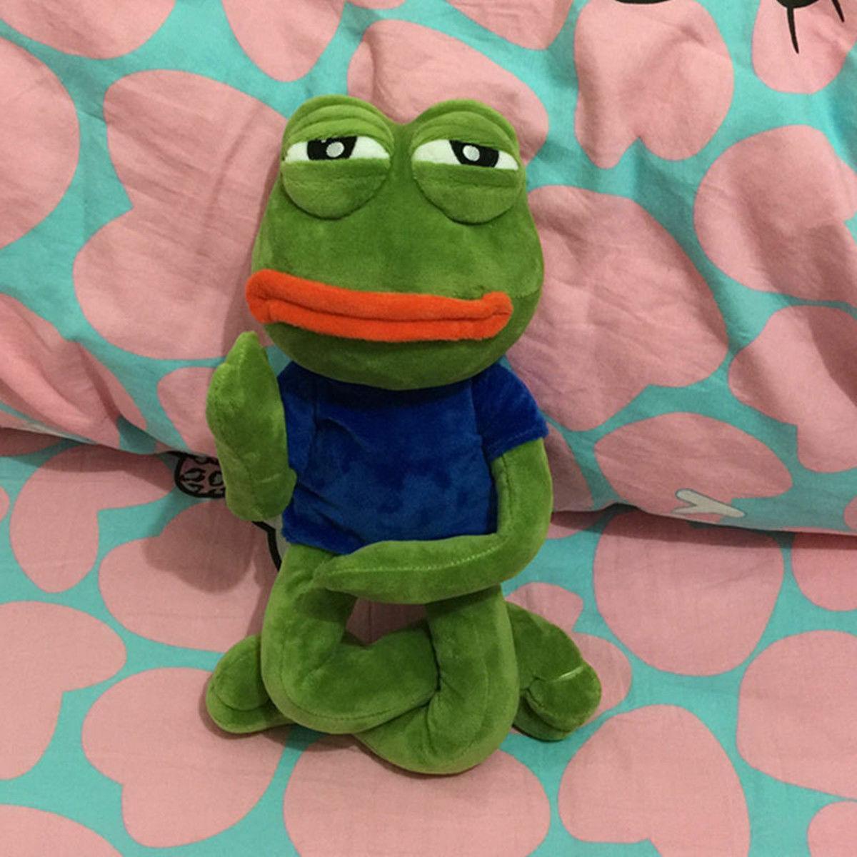 Pepe the Frog Plush Toy, Soft Sad Frog Meme Stuffed Doll, Cute Internet Sensation Plushie Gift for Meme Lovers & Kids