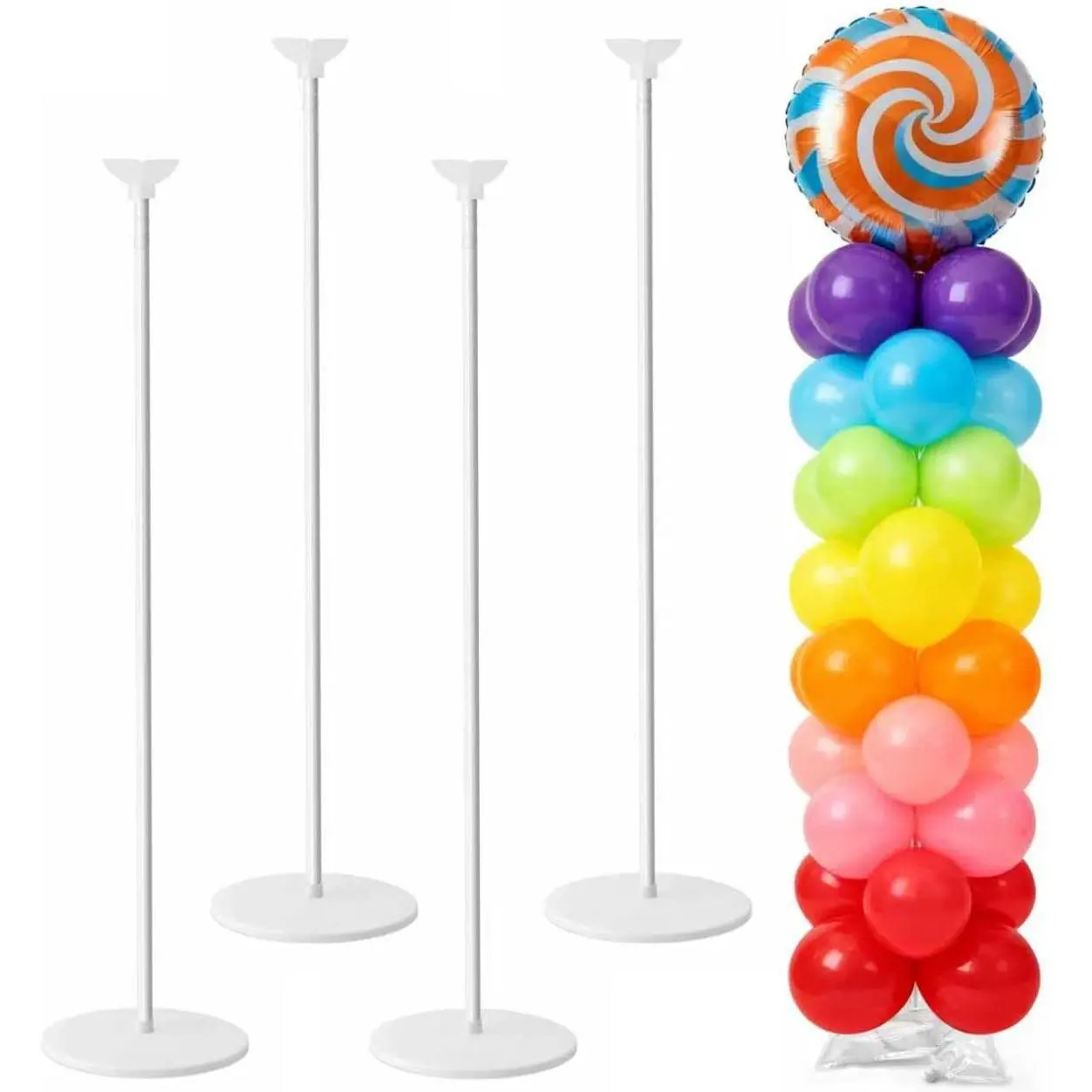 Balloon Column Stand Set of 4, Adjustable 15-79 Inch Metal Spiral Balloon Tower,  Floor Balloon Pillars for Wedding Birthday  Shower Graduation Decor