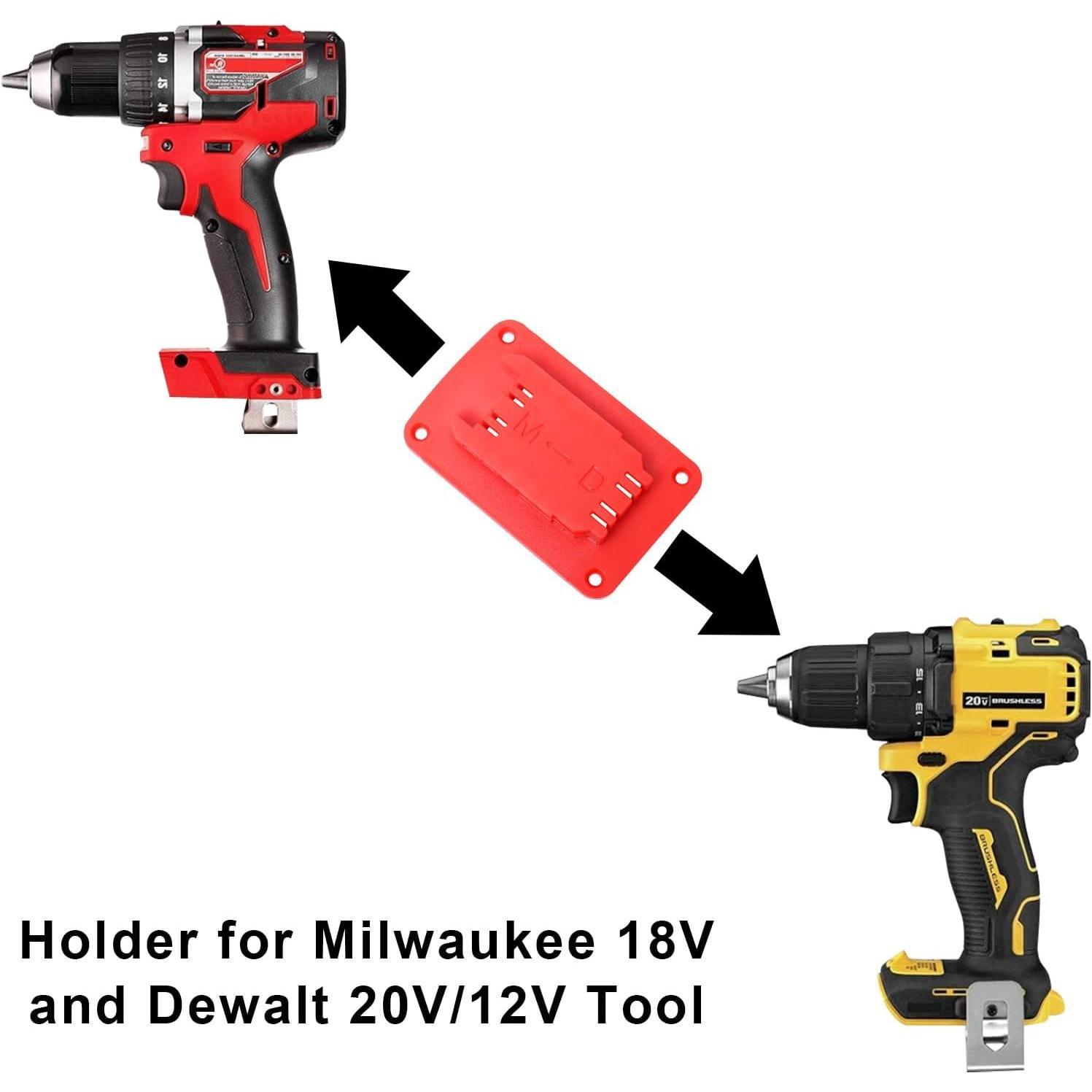 12packs Tool Holder For Milwaukee M18 &  20v,Wall Mount Drill Holder with 48 Screws (red)