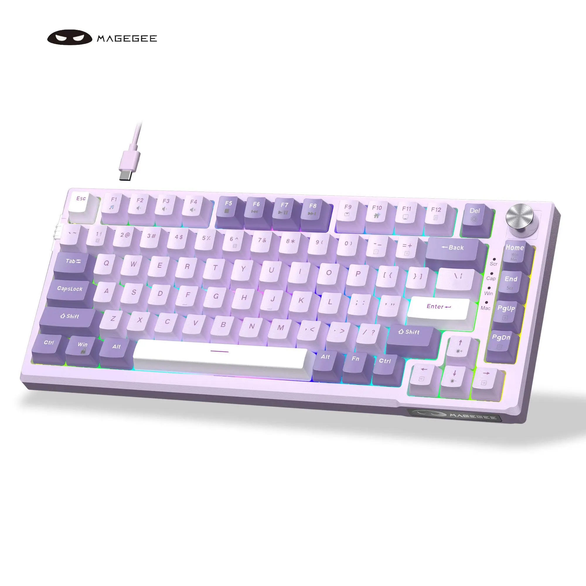 SKY81 75% Gasket Mechanical PC Gaming Keyboard, Gasket Hot Swappable Wired Custom Creamy Keyboard with 5-Layer Sound Dampening, Knob Control, RGB Backlit