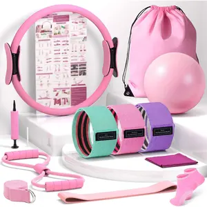 All-in-One Pilates Kit for Home Workout, 14.5" Pilates Ring with Small Exercise Ball Set, Yoga Pilates Essentials for Women