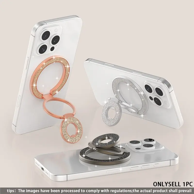 Multifunctional Glitter Design Dual-Sided 360-Degree Rotating Magnetic Phone Stand, Compatible for Home Office Travel Fitness Stress Relief Accessories Magnetic Phone Holder