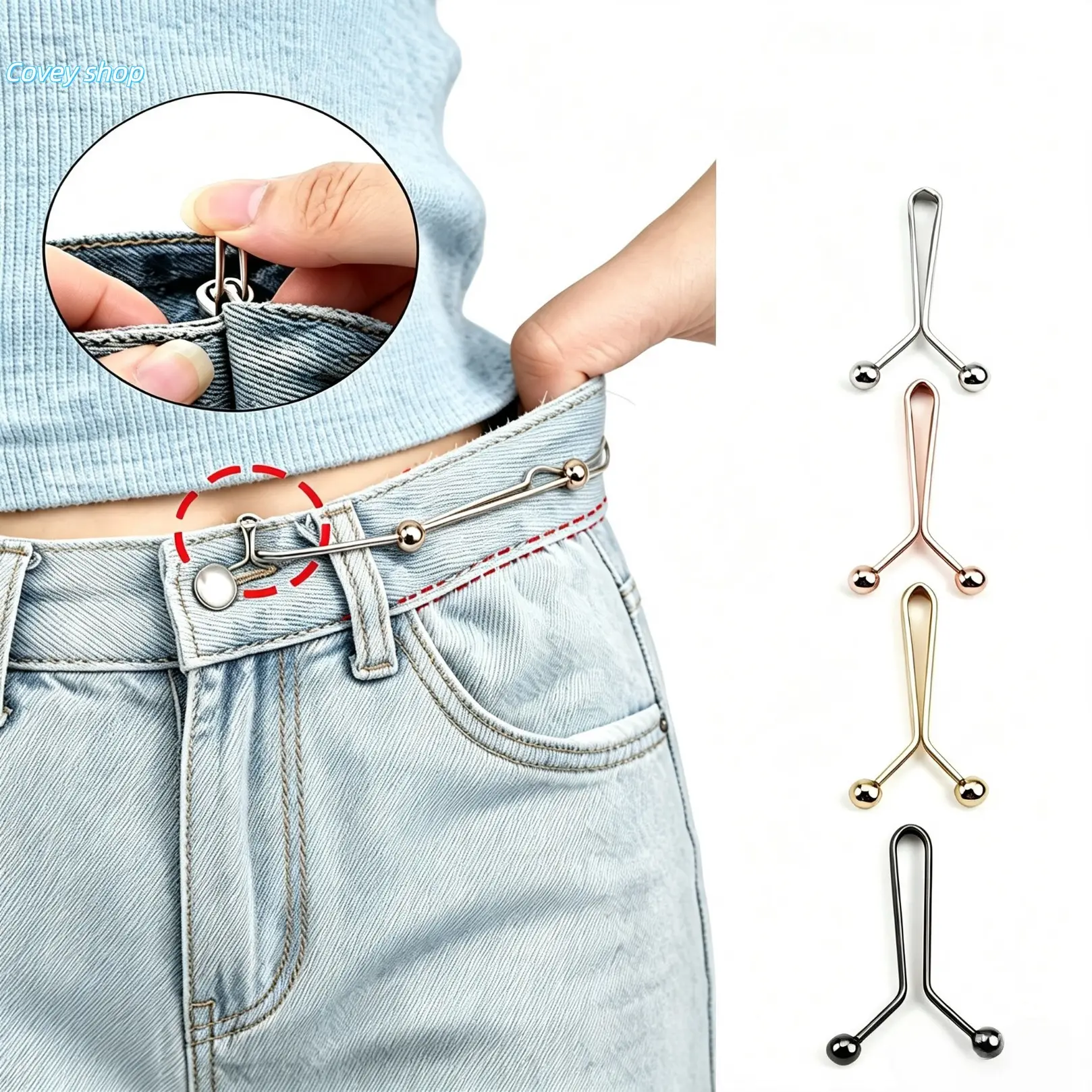 Adjustable Jean Clips, No-sew Instant Button Waistband Extenders, Invisible Leak-proof Clips for Skirts, Scarves, and Tops, Accessories, Haberdashery