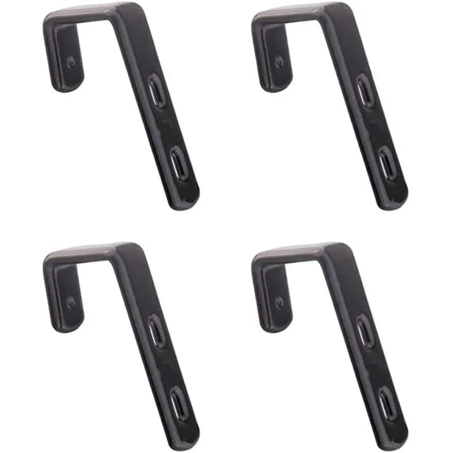 4pcs Iron Bunk Bed Ladder Brackets, PVC Coated Stainless Steel Angled Ladder Hooks Heavy Duty Hardware Utility Hook Loft Bed Hanger (Black)