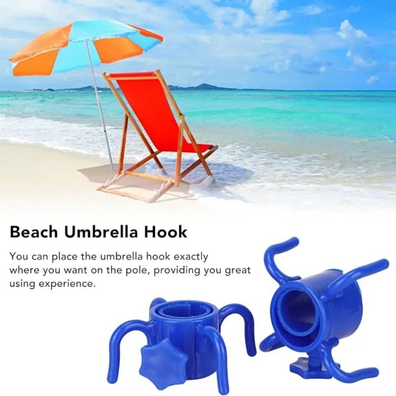 Adjustable Beach Umbrella Hooks Set, Durable Plastic Tent Accessories, 4-Paw Towel Bag Hat Stand, Ideal for Camping and Outdoor Activities