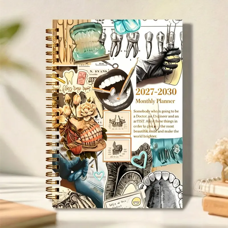 2027-2030 Monthly Planner/Calendar - January 2027 to December 2030, 4-Year Monthly Planner Notebook, Dental Nurse Theme Cover Design Journal, Yearly Calendar Planning, Monthly Tabs, 48-Month Calendar, 5.5 x 8.3 Inches Thick Paper, Elastic Cover, Durable D