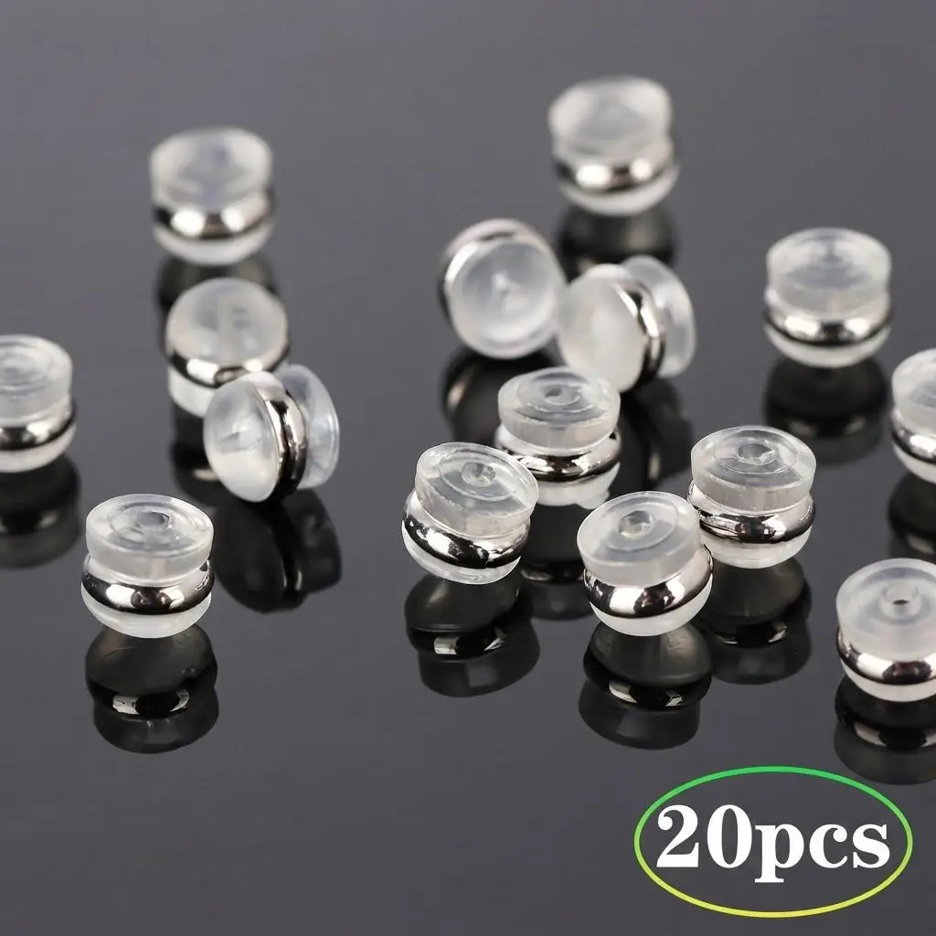 20PCS Silicone Earring Backs – Soft Hypoallergenic Clear Locking Backs for Studs & Dangle Earrings, Secure Support for Heavy Earrings, DIY Jewelry Accessories, Earring Backings
