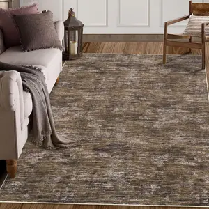 Garvee Solid Area Rug 5x7 for Living Room, Machine Washable Bedroom Rug, Non Slip Large Dining Room Modern Throw Carpet, Low Pile Stain Resistant Contemporary Area Rug for Office, Brown
