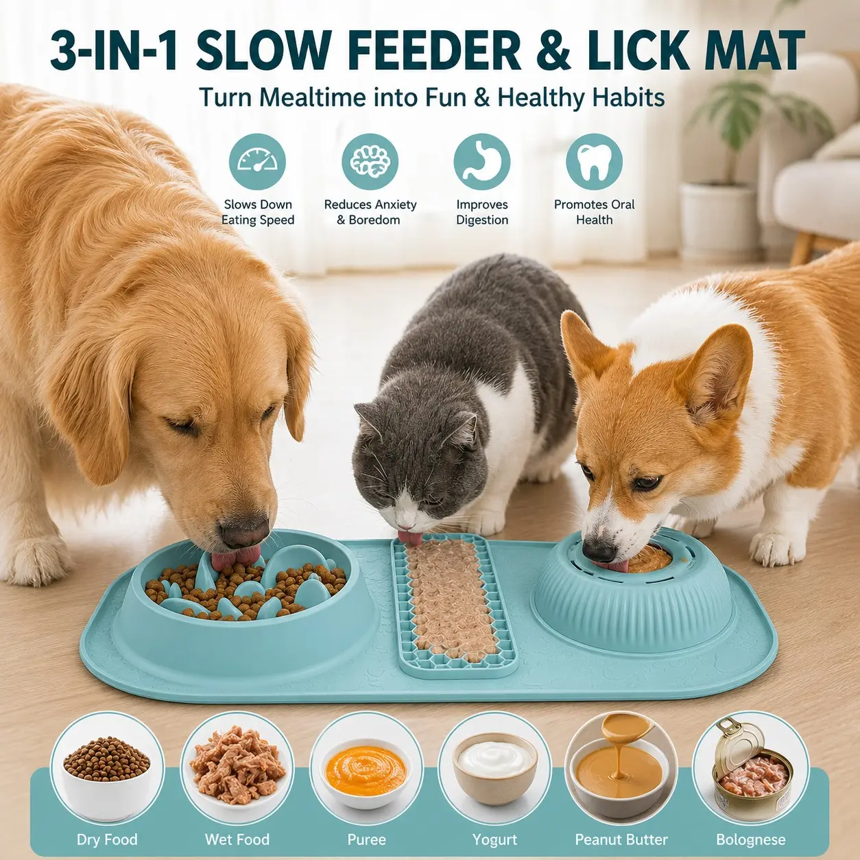 Slow Feeder Dog Bowls for Liquid Treat, Anti-Slip Bone Broth Dog Lick Bowl, Licking Bowl, 3/4 Cup Yogurt Pup Lick Toy for All Breeds Dietary Supplement/Post-op Nutrition dogaccessories