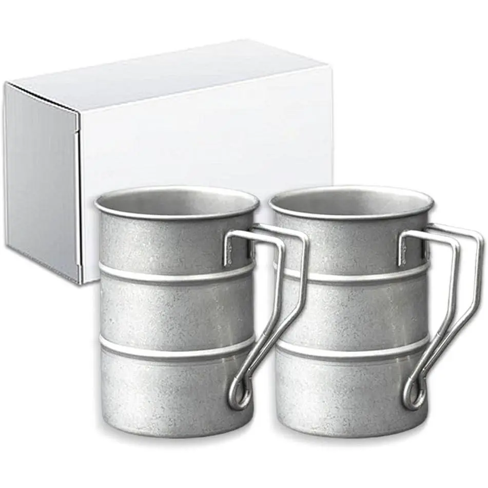 Coffee Mugs Stainless Steel Mug with Handle Camping Coffee Mugs Outdoor Hiking Cup Lightweight Camping Gear for Men Backpacking Mug, Set of 2- (11.8oz/350ml)