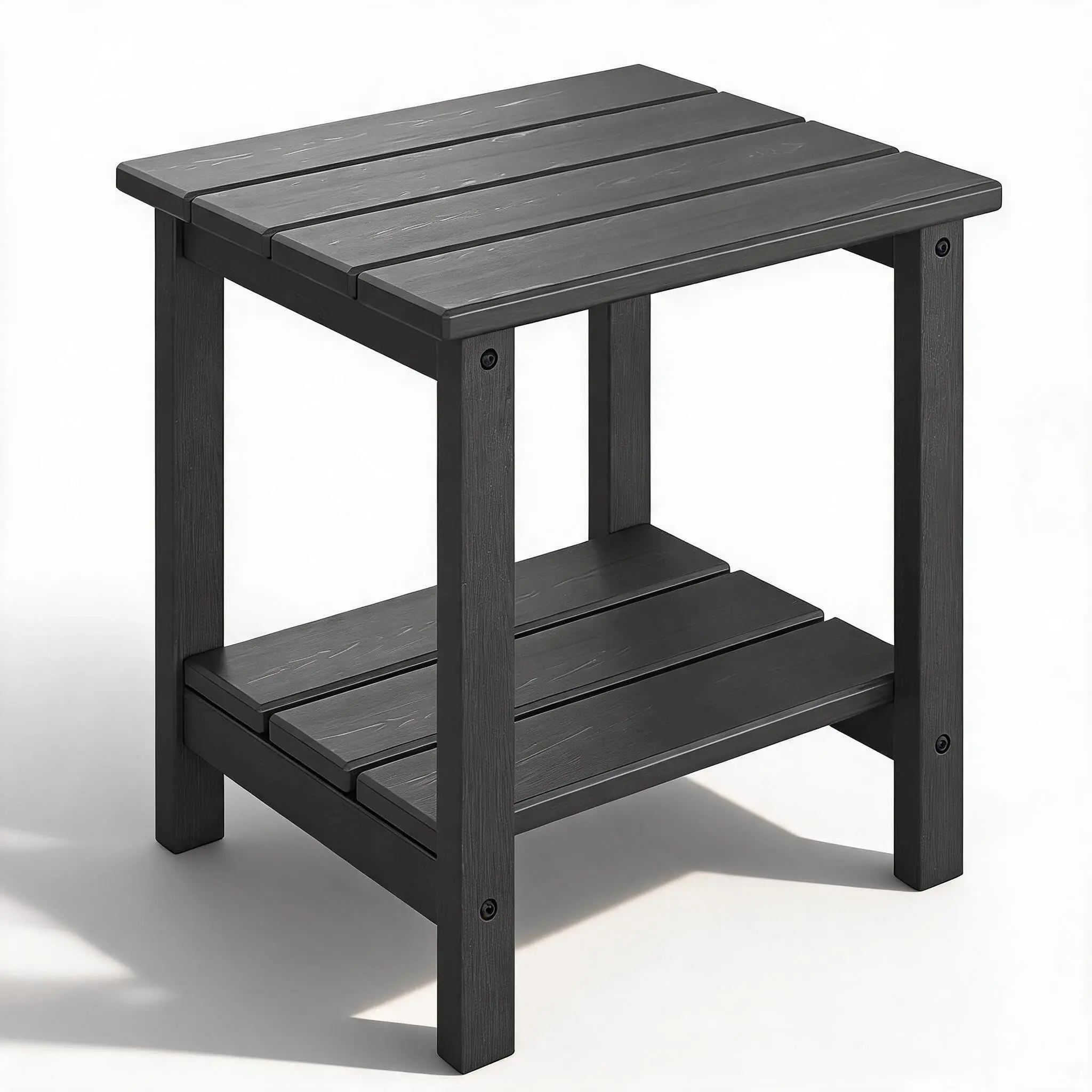 GARVEE Adirondack Outdoor Side Table 18 x 15 in, HDPE 2-Tier Patio Side Tables for Outside, All-Weather End Table for Patio Pool Deck Indoor Backyard, Black