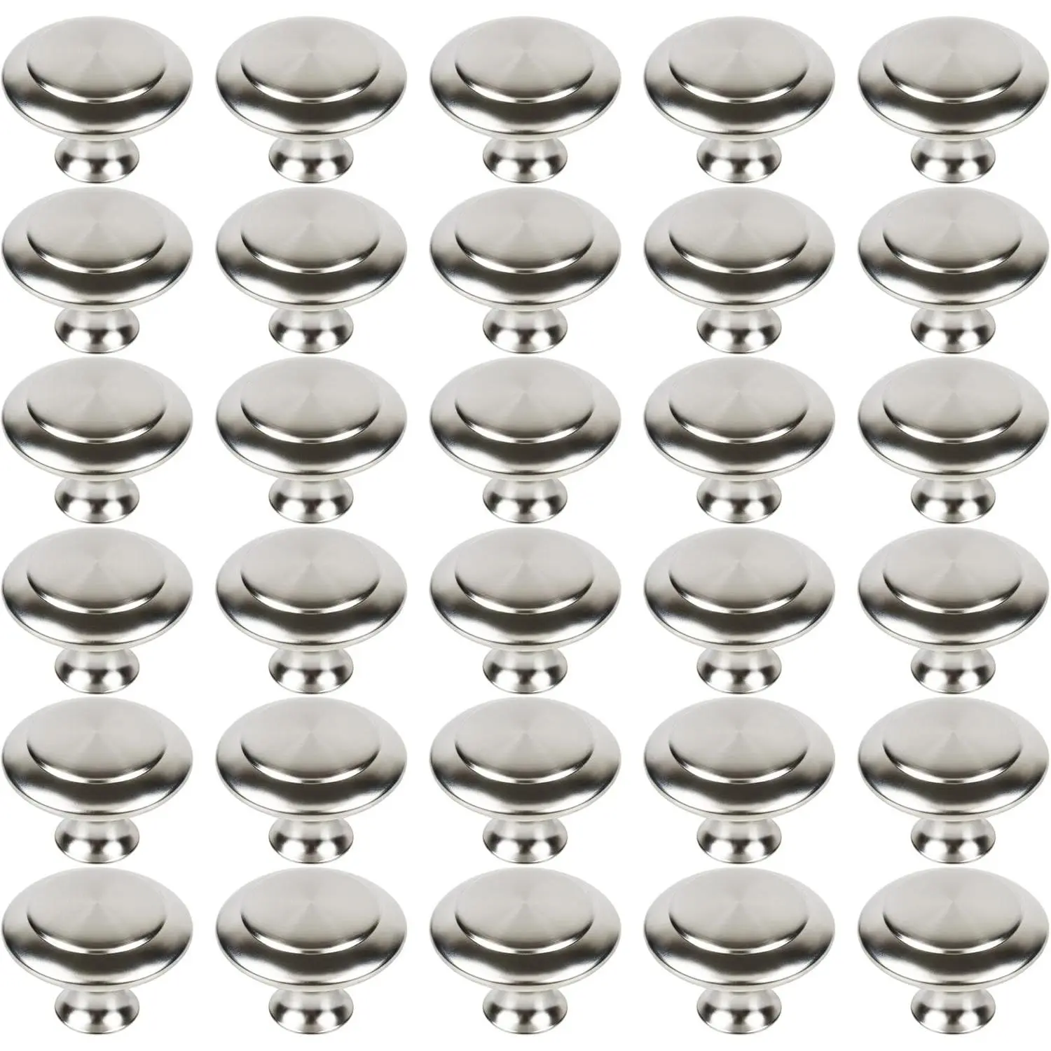 30 Packs Kitchen Cabinet Knobs Brushed Silver-Pull Hardware Handle,Drawer Knobs for Cupboard Door Drawer with Long Short Screws