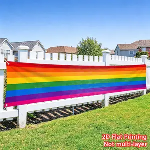 1pc Simple Seven Color Rainbow Banner Large Banner, Party Banner Polyester Material Suitable for Event Party Decoration, Fence Decoration