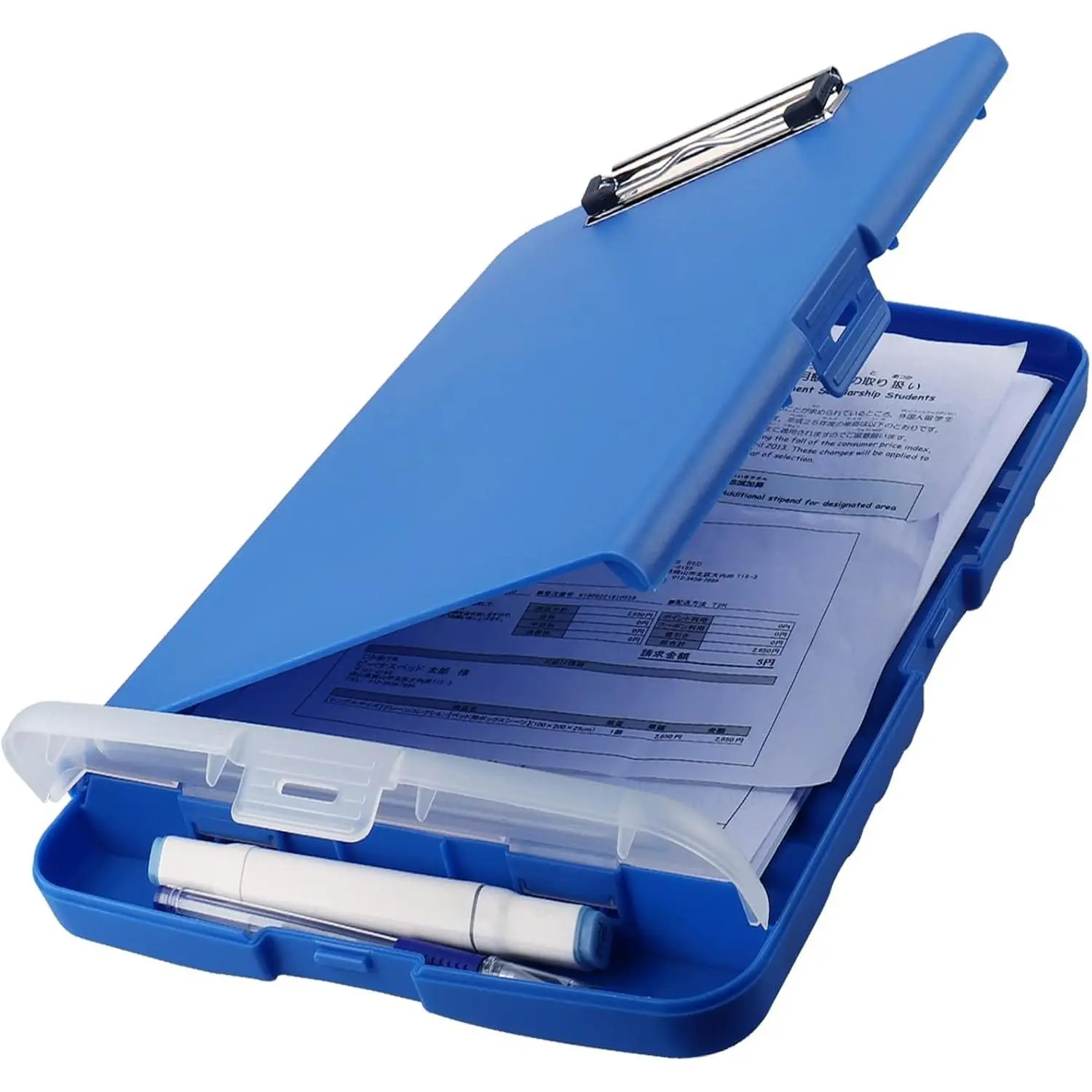 Clipboards Organizer Clipboard with Storage  Clipboard Foldable File Folder Plastic Folio with Storage Case for Teacher,,,Offices (Blue)