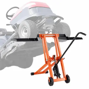 [fathersdaygift] Lawn Mower Lift with Hydraulic Jack, 500 Lbs Weight Capacity, Solid Carbon Steel Lawn Mower Lift, Adjustable Movable Lawn Lifter for Riding Tractors and Zero Turn Lawn Mowers, Orange