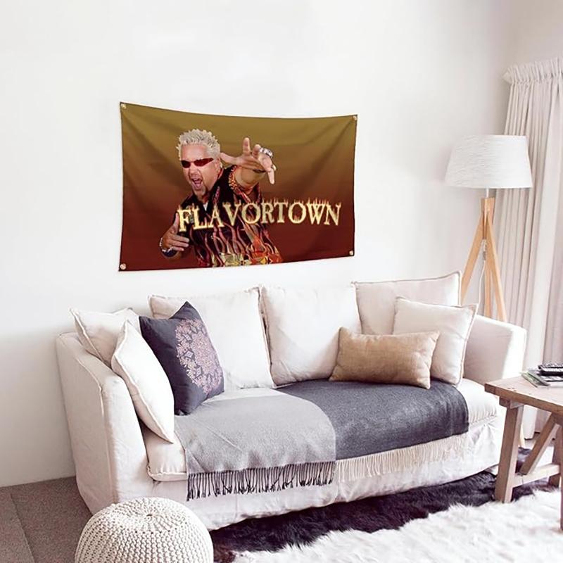 Guy Fieri Flavortown Flag, 3x5 Feet Durable Fun Poster Wall Banner with Brass Grommets, Tapestry Wall Hanging, Versatile Use, Perfect for Home Bedroom Decor, Dorm Room Decor, Living Room Wall Decor, Outdoor Parties & More!