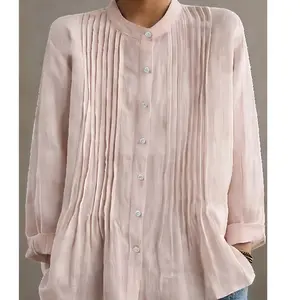 Elegant halter neck dress who? This pleated linen-look white shirt is giving effortless boho flowy vibes 🥂