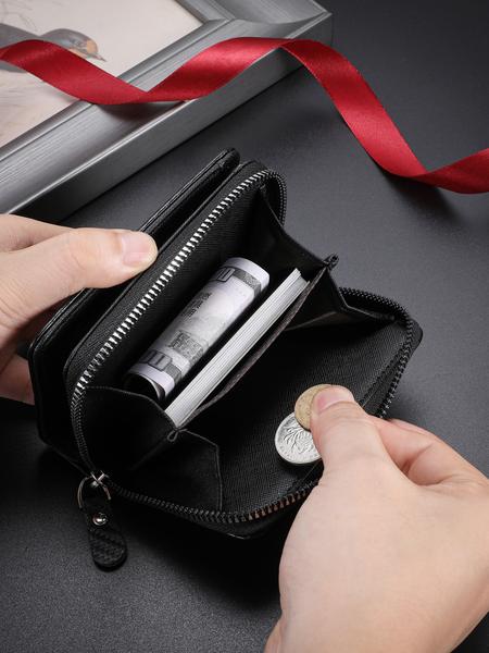 Men's Minimalist Plain Color Zipper Wallet, Casual Trendy Versatile High-quality Daily Wallet, Fashionable Wallet for Daily Use
