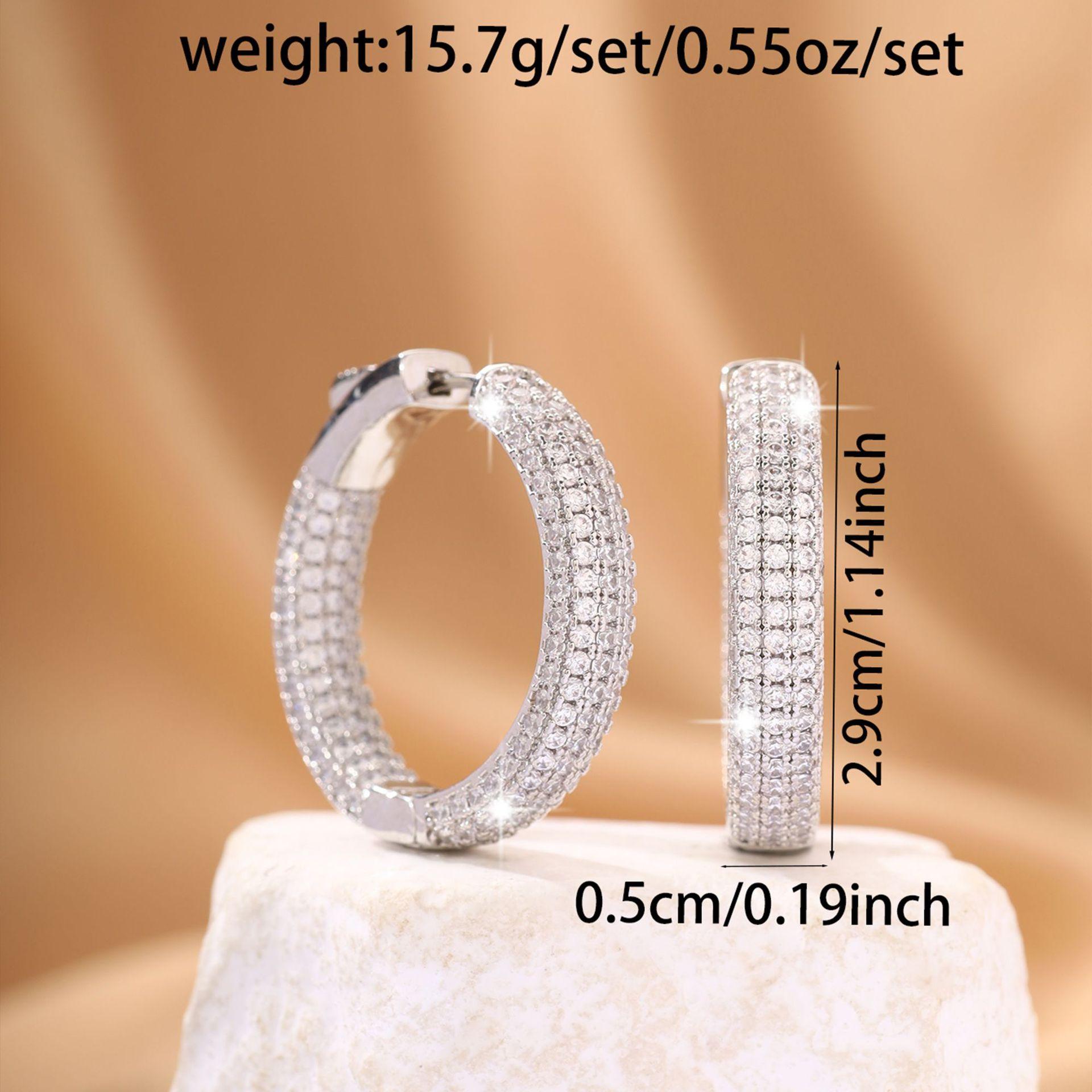 Cross-border best-selling full zircon earrings, light luxury, high-end, stylish and trendy, unisex, European and American hip-hop personality