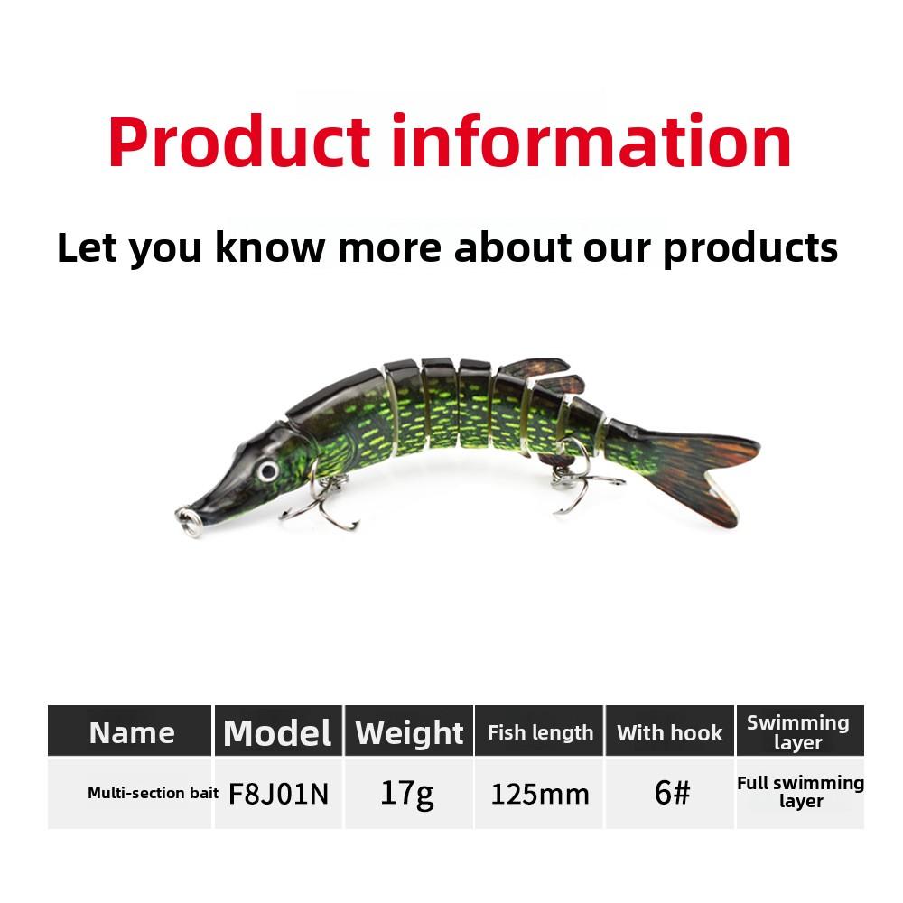 9 Segments Jointed Fishing Lure 130mm 17g Hard Bait Sinking Swimbait Realistic Multi Jointed Lure for Pike Bass Musky Freshwater Fishing Lures