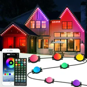 Smart LED Eaves Lights, RGBIC Smart Color Changing, APP+Remote Control Permanent Outdoor RGB Lights IP65 with App/Remote Control, Music Sync & DIY Scenes, Perfect for Christmas, Halloween, Parties & Daily Decor, Ideal for House Roof