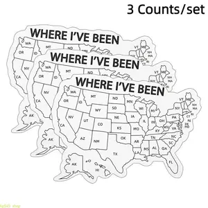3 Counts Colorable Self Adhesive US Map Markers Stickers, Customizable Personalize Decals For Recording Travel Memories, Removable Versatile Decor Stickers Suitable For Car Trunks, Water Bottles, Laptops And Daily Personalized Ornament