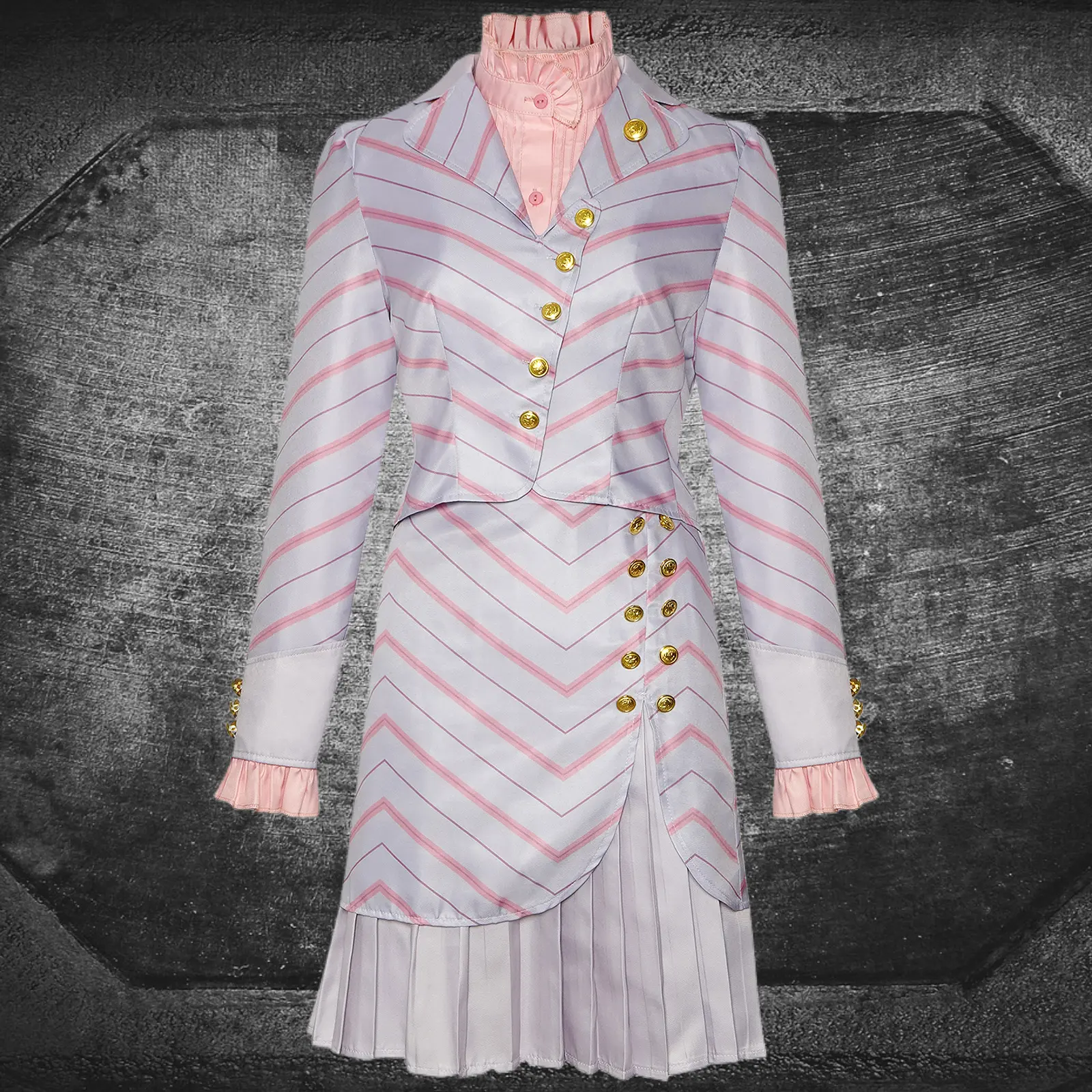 Pink Striped Glinda Cosplay Outfit Wicked Witch Costume For Halloween Stage Performance