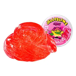Slymu Jelly Slime Raspberry Jam - Clear, Red,  Unscented, Sensory Fidget Toys, 4 oz, Stress Relief, ASMR, Crisp Texture, Party Favors for Kids, Birthday Gifts for Girls and Boys, Goodie Bag Stuffers