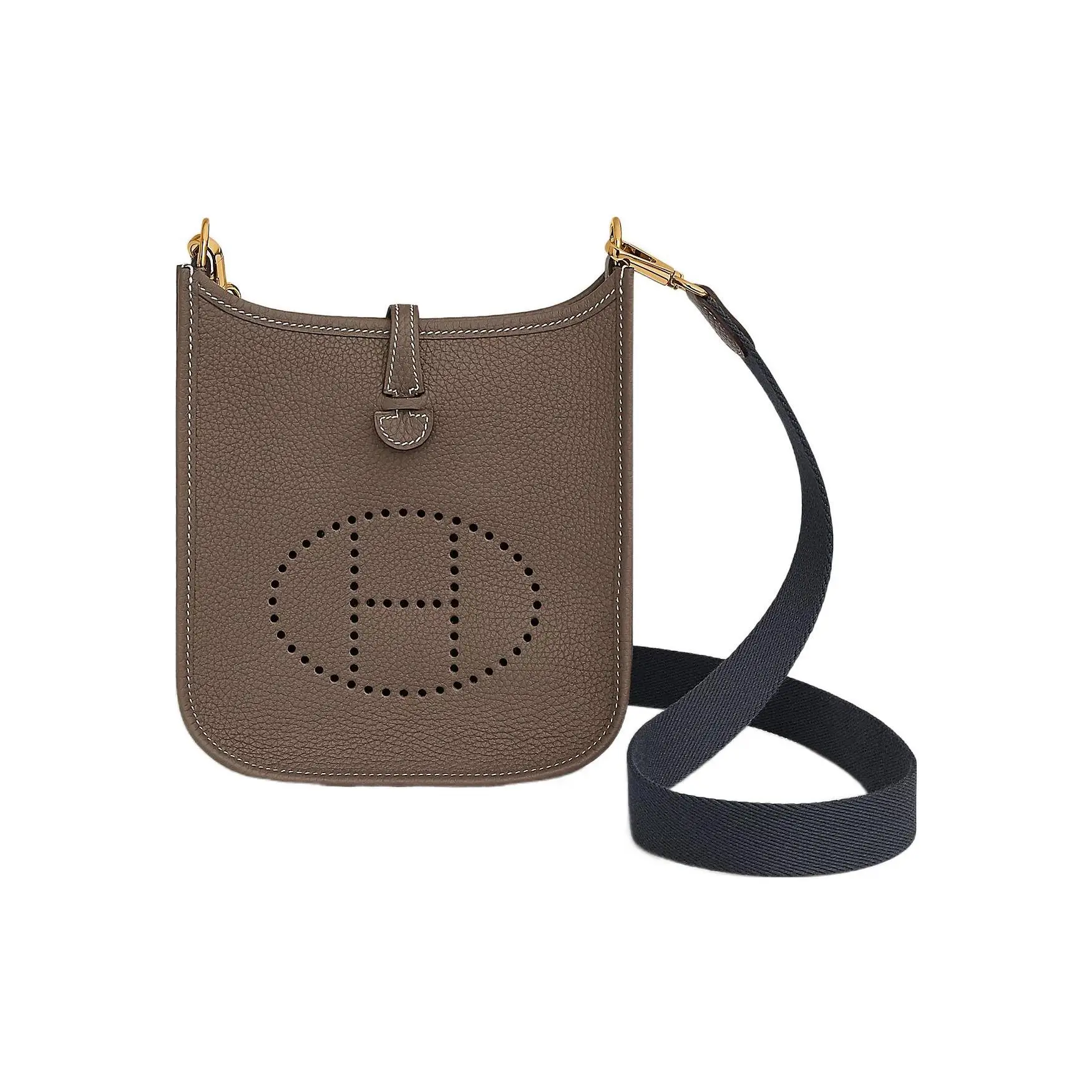 Hermes Evelyne 16 Crossbody Shoulder Bag for Women, Clemence Leather with Gold Hardware, Etoupe Gray